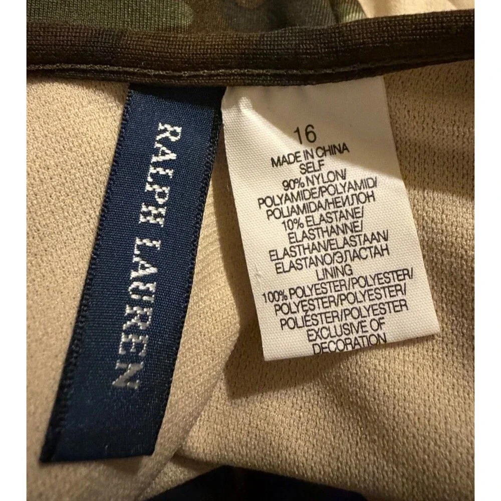 Polo Ralph‎ Lauren Girls 16 Camo One Piece Swimsuit Halter Youth Swimwear